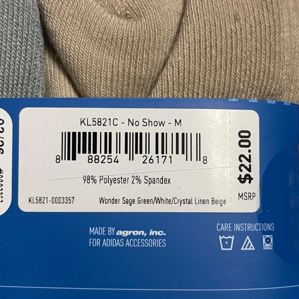 Adidas Unisex No Show Socks Beige Grey - Men's Size 5-8, Women's 5-10